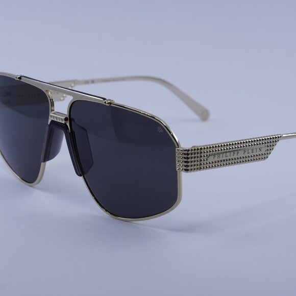 Philipp Plein SPP106M 0302 Sunglasses Gold Aviator Frame, Smoke Lenses - Picture 8 of 12